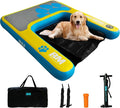 Beyond Marina Dog Pool Ramp - PUP ON! Inflatable Dog Water & Boat Ramp for Lake & Dock, Floating Pontoon Dock Ladder with Non-Slip EVA Platform, Extra Large 5 ft x 4 ft, Blue/Yellow, Supports 230 lbs