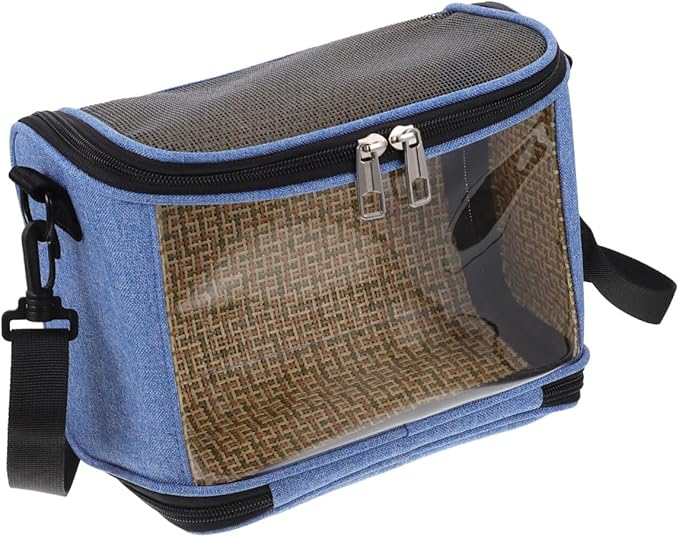 GLEAVI Parrot Carrier Bag with Breathable Mesh, Portable Crossbody Pet Shoulder Pouch for Travel and Outdoor Use, Blue Lightweight Bird Carrying Cage for Small Birds
