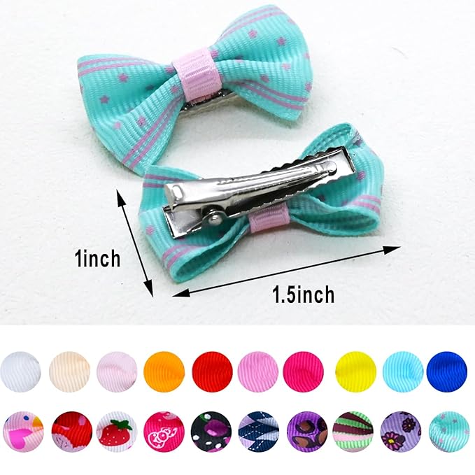 40PCS Dog Hair Bows with Clips 1.5Inch Girl Small Dog Apparel Accessories for Pet Puppy Cat Kitten Rabbit Hair Bows Clips