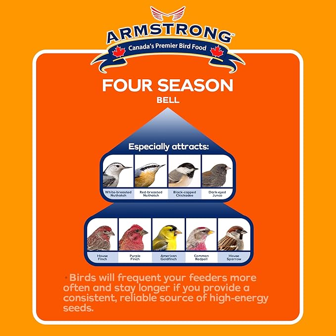 Armstrong Wild Bird Food Four Season Bell, 1 Pound - Premium High-Energy Treat for Year-Round Songbird Feeding - Easy-to-Hang Suet Alternative