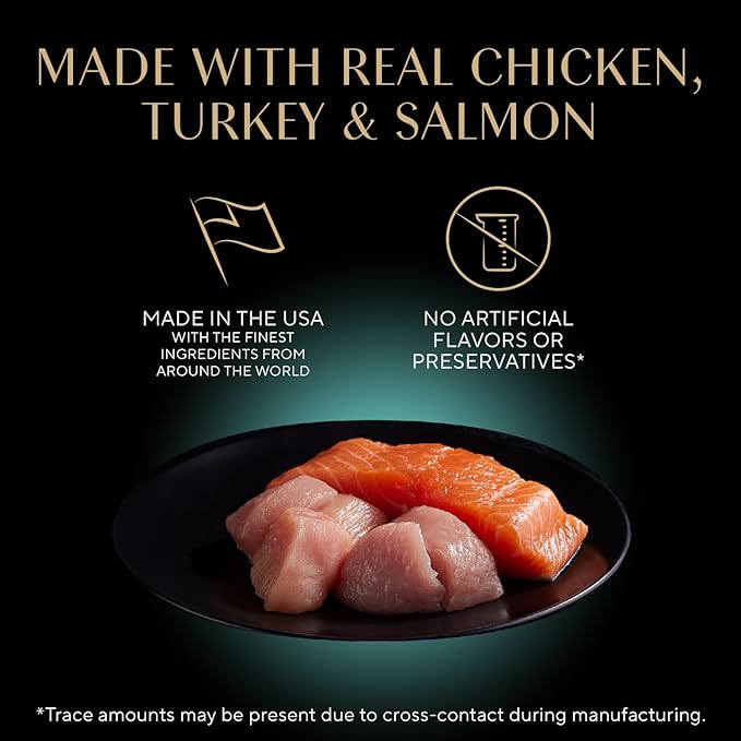 Sheba Perfect Portions Wet Cat Food Cuts in Gravy, Cat Food Wet Recipe, Roasted Chicken Entree, with Sustainable Salmon, Tender Turkey Entree, 2.6 oz. Twin-Pack Trays (24 Count, 48 Servings)