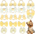 20pcs Yellow Small Dog Hair Bows, Handmade Mix Style Bowknot Top Knot for Yorkie Holiday Daily Grooming