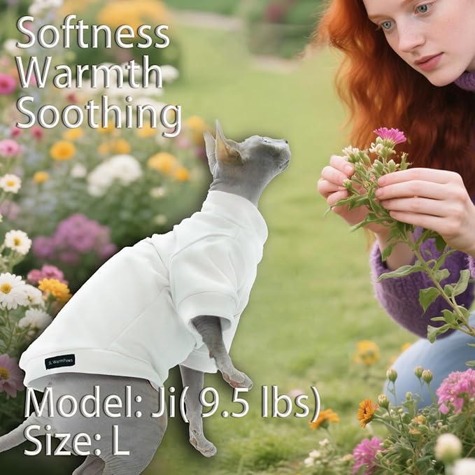 Fleece Sphynx Cat Clothes Soft Hairless Cat Clothes Pullover Cat Sweater for Chihuahua All Season Light and Warm Kitten Cloth for Cats Only Puppy Clothes Small Dog Sweater (White, X-Large)