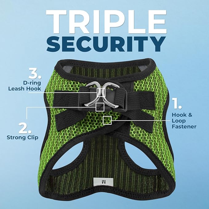 Best Pet Supplies Voyager Step-in Air Harness - All Weather Mesh, Reflective, No Pull Harness for Dogs, Cats - Secure with Hook & Loop Fastener, Buckle, Double D-Rings - Lime Green 2-Tone, S