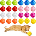24Pcs Cat Ball Toy, Low Noise No Bells Holey Plastic Cat Balls, Funny Interactive Cats Toys for Indoor Cats, Firm Toy Balls for Kitten Puppy Ferret Bird (1.65")