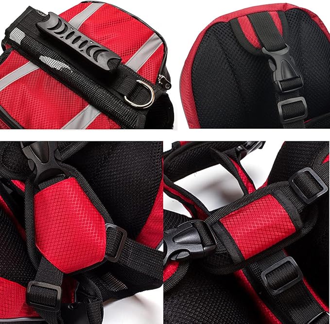 Polyester Dog Saddlebags Pack Hound Travel Camping Hiking Backpack Saddle Bag for Small Medium Large Dogs (Orange,M)