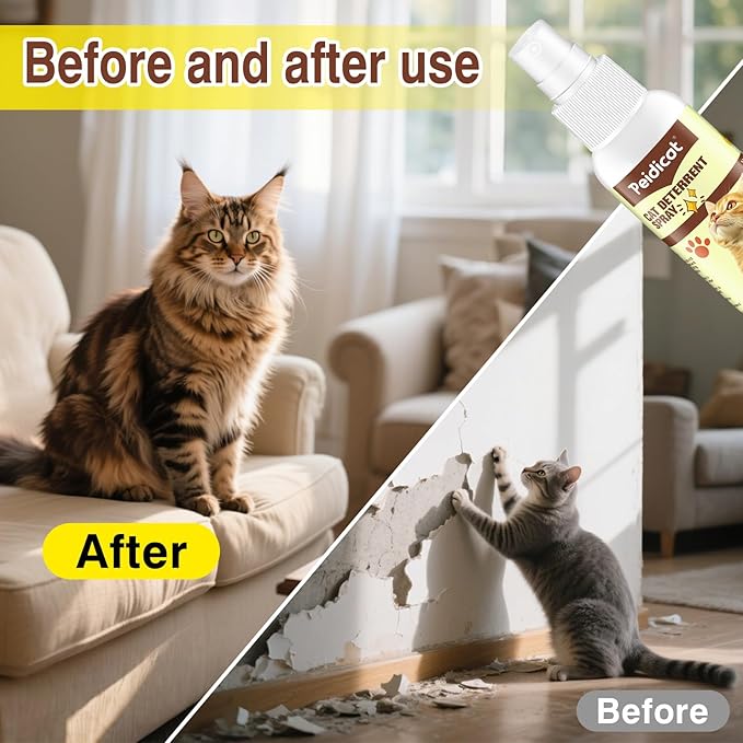 Cat Deterrent Spray, Effective Pet Spray for Anti Cats Scratch Furniture, Curtain, Sofa and Plant, Cat Scratch Deterrent Aid for Pet Behavior Training(100ML)