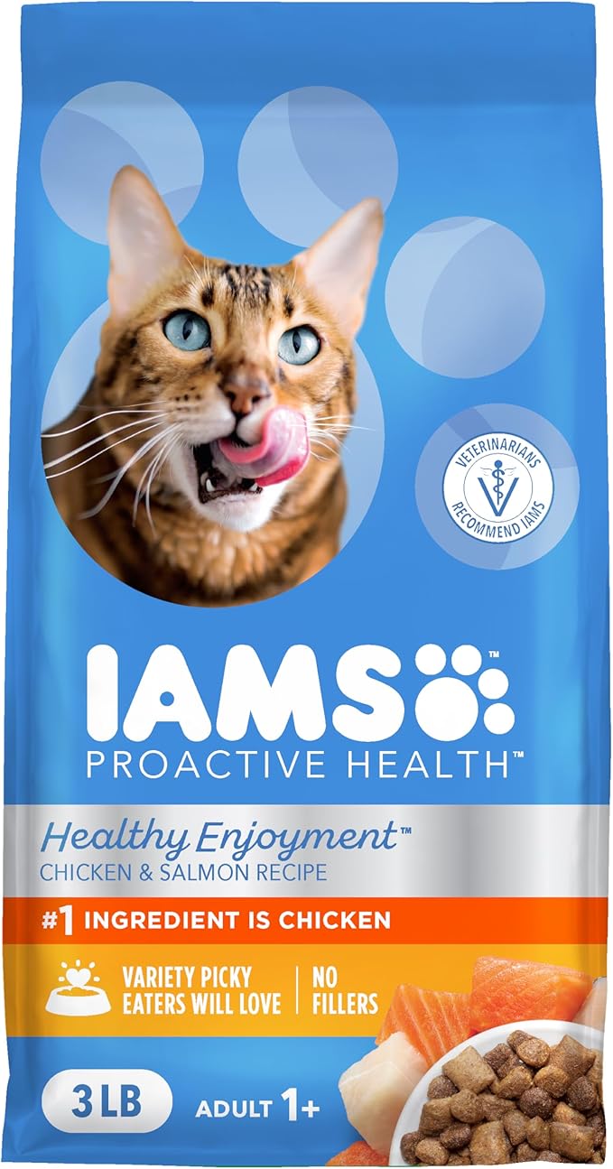 IAMS Healthy Enjoyment Dry Cat Food Chicken & Salmon Recipe, Cat Food Dry Recipe, 3 lb. Bag