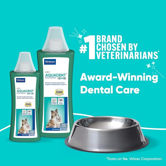 Virbac C.E.T. AQUADENT® FR3SH® Dental Solution - Supports Dental Health & Fresher Breath - for Dogs & Cats (500 ml)