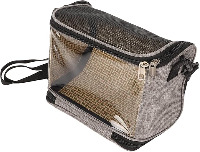 Transparent Bird Carrier Bag, Portable Parrot Travel Cage, Lightweight Breathable Backpack for Cockatiels Parakeets Small Birds with Rattan Weaving, Side Pockets and Two - Way Zipp (Gray)