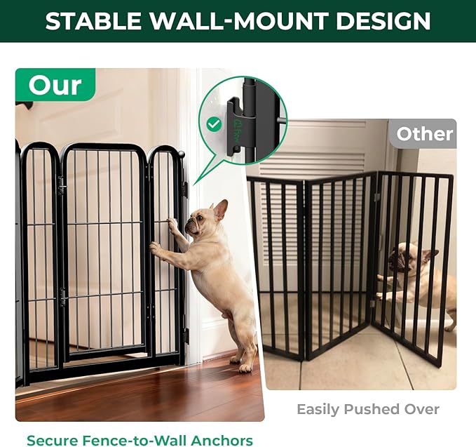 FXW Dog Gate Extra Wide Designed for Indoor Use, Adjustable Width Up to 69-inch Wide (24" H 3 Wire Panels for Puppies and Small Dogs), Black