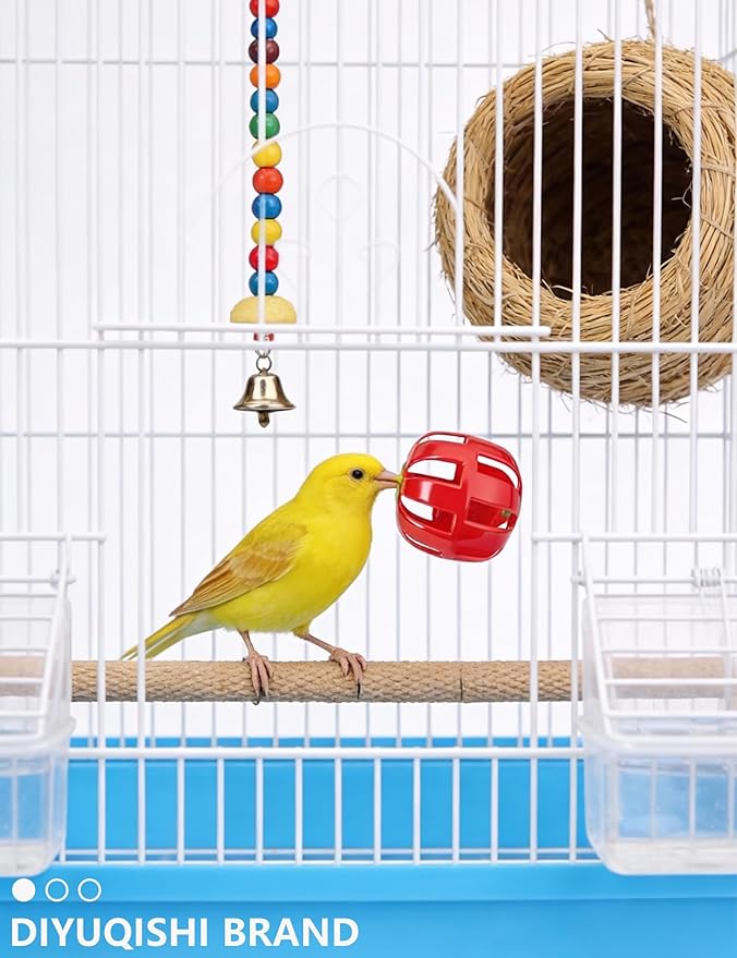 18-Pack Bird Toys for Parrots – Colorful Bells & Woven Balls for Fun Exercise & Mental Stimulation, Fits Small to Large Birds (1.5'' - 5.5'')
