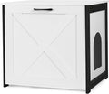 Dwanton Cat Litter Box Furniture Hidden, Cat Litter Box Enclosure, Reversible Entrance Can Be on Left or Right Side, Indoor Cabinet, Wooden Washroom, End Table, Nightstand, White, 23.6" L