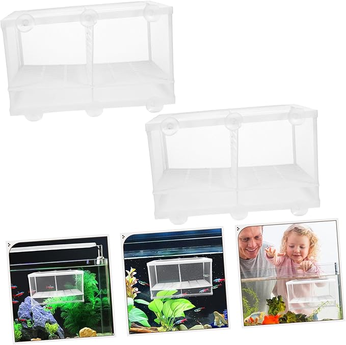 BESPORTBLE 2pcs Aquarium Fish Breeding Box with Isolation Net and Suction Cups Durable Hatchery for Shrimp and Fish Incubator to Protect Fry and Enhance Survival Rate