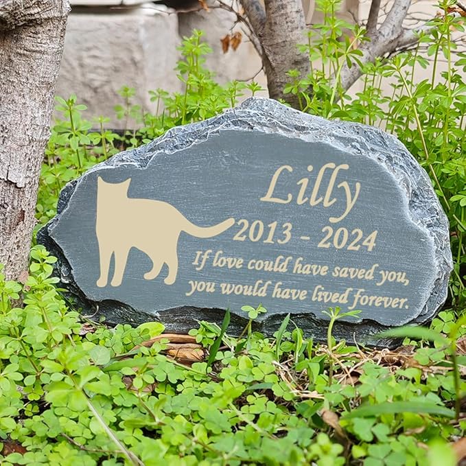 Personalized Cat Memorial Stones, Mountain Shape Garden Memorial Stone for Cat, Cat Headstone, Cat Tombstone, Pet Grave Marker for Cat, Pet Memorial Plaque Outdoor