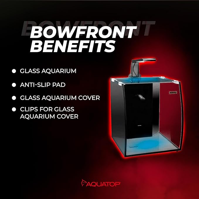 Aquatop Vertical Bowfront Glass Aquarium, 5-Gallon – All-in-One Tank with Filter and LED Light, High Clarity Glass for Freshwater & Saltwater