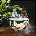 Fish Tabk Aquarium Ceramic Fish Tank Home Living Room Circulation Flow Water Fish Tank Feng Shui Lucky Ornament Balcony Goldfish Bowl Fish Tank Cool Fish Tank(F)
