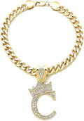Initial Letter Cuban Chain Dog Chain Pet Chain Pet, Cat, Puppy Necklace (C, 20")