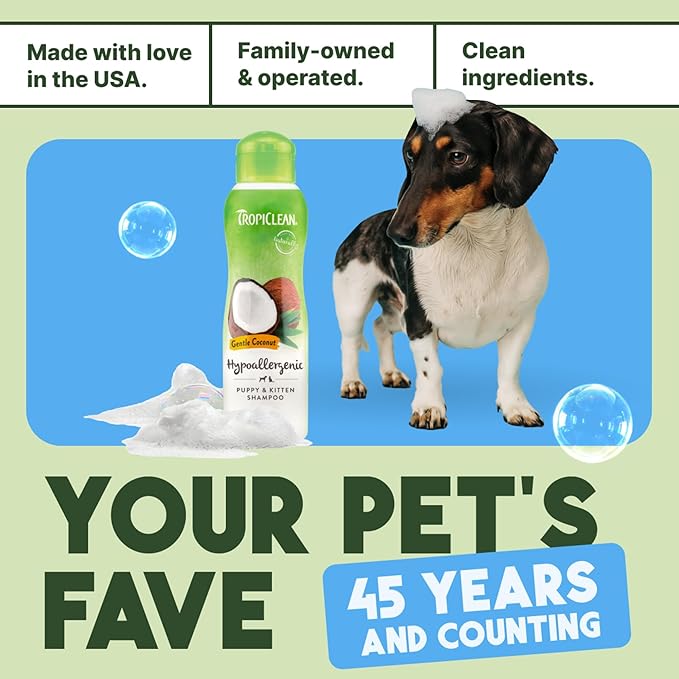 TropiClean Gentle Puppy Shampoo, Dog Shampoo for Allergies & Sensitive Skin, Professional Dog Shampoo, Made in USA, Gentle Coconut Scent, 1 Gallon