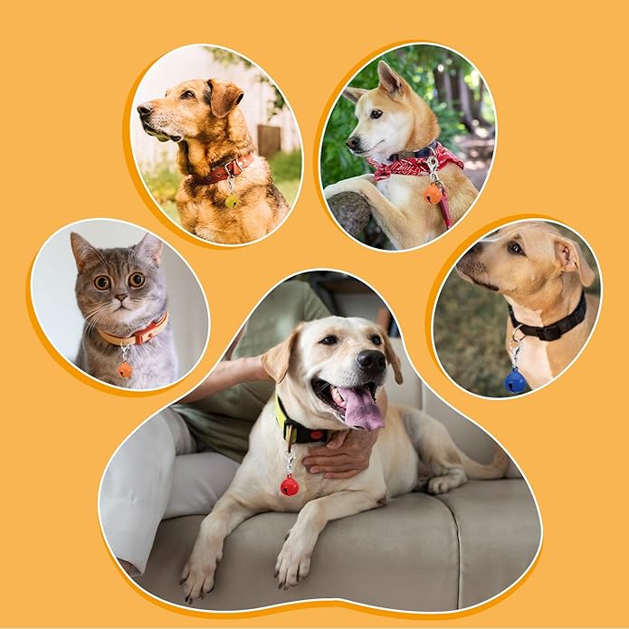 20PCS Pet Bells for Dog Cat Collar, Metal Round Cat Bell Collar with Clasps, Charm Pet Pendant Accessories Christmas Decoration Jingle Bell(Colourful)