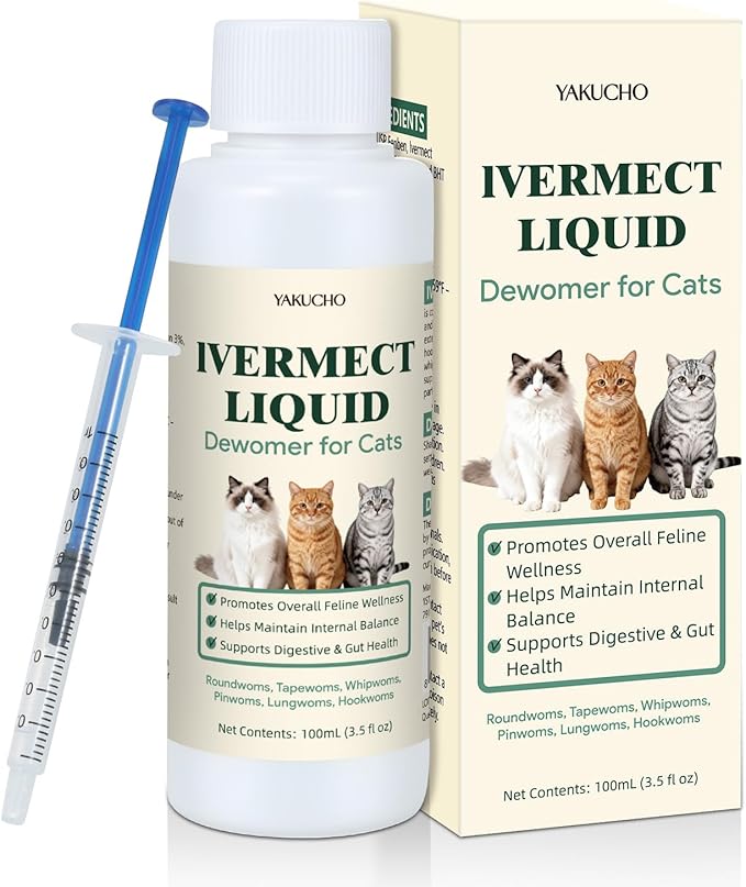 Yakucho lvermect for Cat, Dewomax Liquid Digestive Support, Broad Spectrum Gut Balance Formula for Kittens & Adult Cats – Supports Internal Cleanse & Natural Wellness – 3.5 oz (100ml)