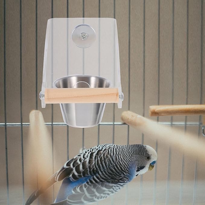 Toyvian Automatic Bird Feeder No-Spill Parrot Feeder Cup Small Size Bird Food Container for Cage Feeding Parakeet Dispenser and Watering Supplies