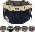 EliteField 2-Door Soft Pet Playpen (2 Year Warranty), Exercise Pen, Multiple Sizes and Colors Available for Dogs, Cats and Other Pets (48" x 48" x 32"H, Beige+Navy Blue)