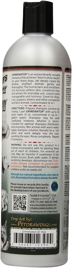 Groomers Edge Grimeinator Deep Cleaning Dog and Cat Shampoo, 16-Ounce