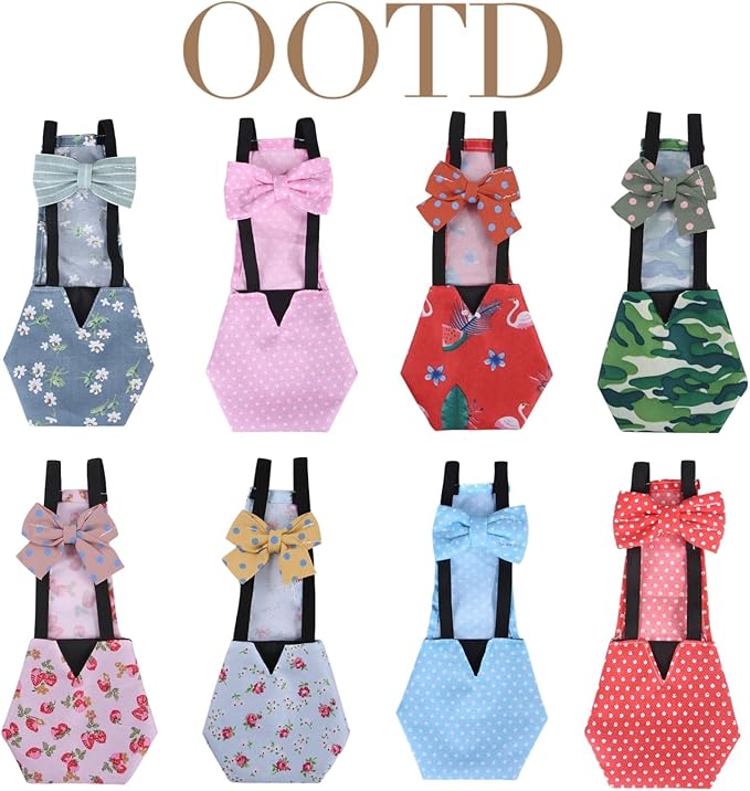 MANON ROSA Chicken Diapers Bantam Hens - Reusable 3-Piece Set with Bow Ties Poultry Nappies Washable Waterproof for Geese Pet Ducks Silkie (Floral L)