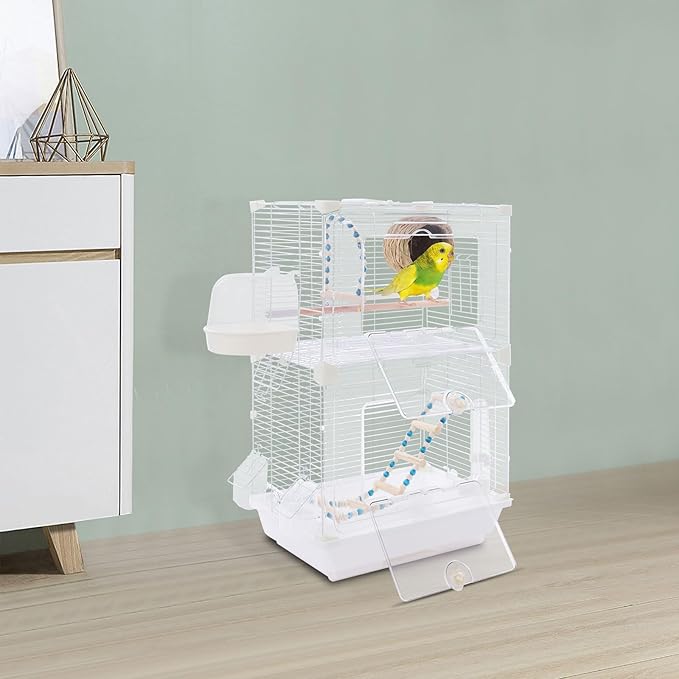 24.8 inch Flight Bird Cage Portable Bird Carrier Travel Bird Cage for Conure Sun Parakeet Green Cheek Conure Lovebird Budgie Finch Canary Travel Birdcage with Handle and Perches