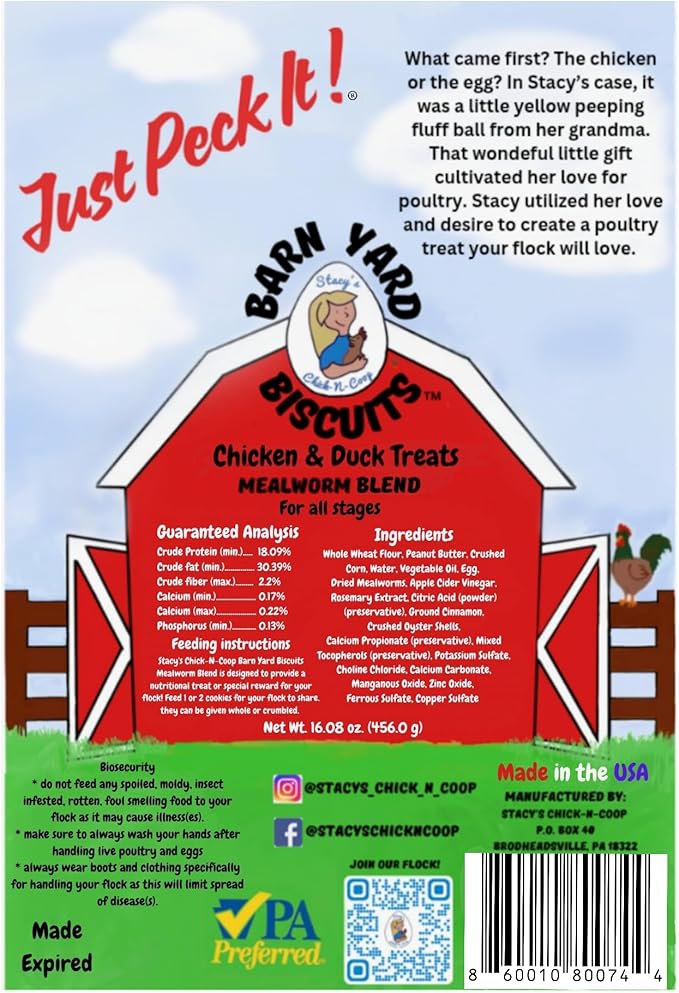 Stacy's Chick-N-Coop Barn Yard Biscuits - Chicken & Duck Treats - Treats for Chickens, Ducks, Turkeys, Quail, Guinea hens