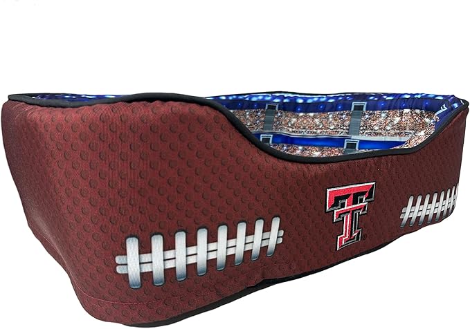 NCAA Texas Tech Red Raiders Stadium Dog Bed, Pet Pillow Bed for Dogs, Sporty Football Dog Bed and Lounge Cushion