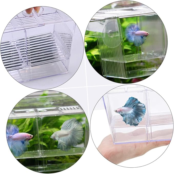 Happyyami Aquarium Incubation Box Fish Fry Breeding Tank Isolation Box Suction Cup for Freshwater Fish