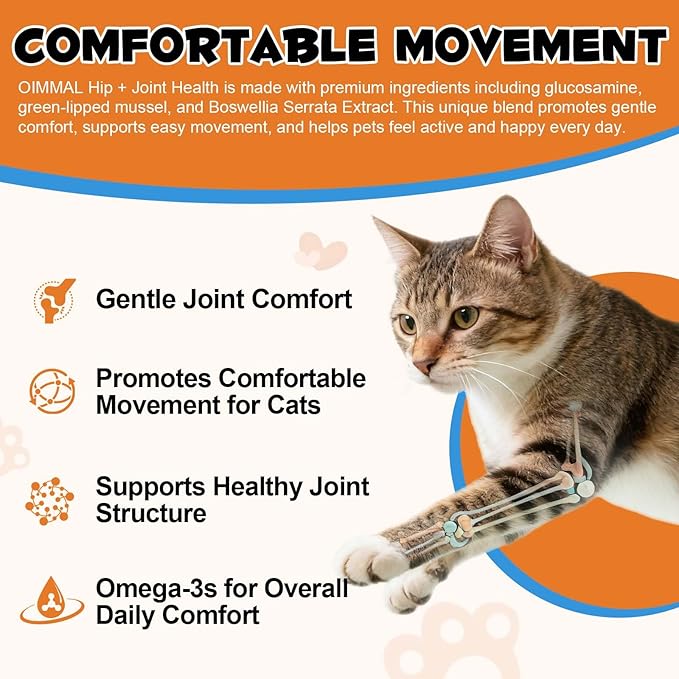 ALIVO Hip & Joint Glucosamine Chews for Cats, Cat Joint Supplement with Glucosamine, MSM Supports CatJoint Health, Cat Health Supplies for Cats Mobility Support, Chicken Flavor - 30 Soft Chews / 100g
