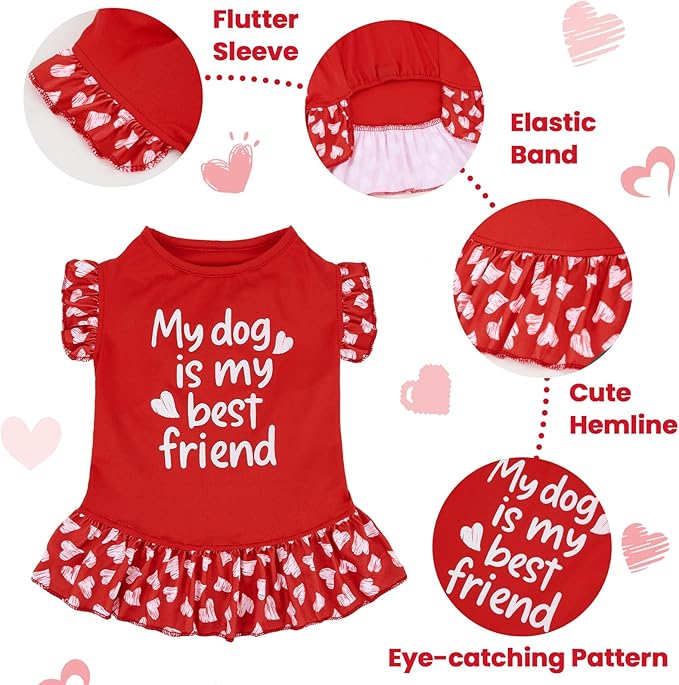 XPUDAC 4 Pack Cute Dog Dress for Small Dog, Floral Pet Clothes Sweet Girl Puppy Dress Colorful for Birthday Holiday Spring Summer Pet Outfits Skirt for Girls, XXS