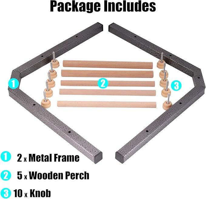 Baby Chick Perch, Durable Metal Stand with Wooden Roosting Bar for coop and brooder, Training Chicken Perch Easy to Assemble and Clean, Fun Toys for Chick (Trapezoid, Small)