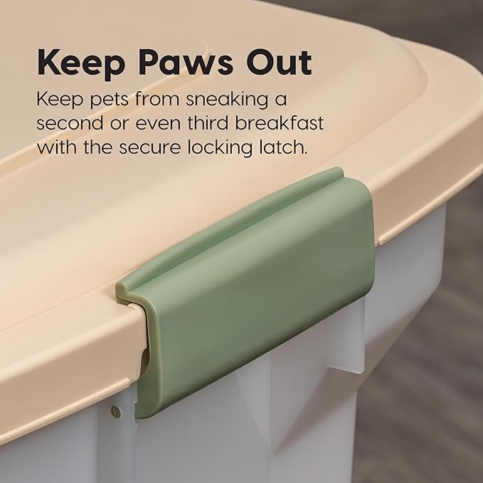 IRIS USA Dog Food Storage Container 58 lbs, Attachable Wheels, for Dog Cat Birds and other Pets, Food Storage Bin, Keep Fresh, Easy Mobility, BPA Free - Made in the USA, Almond/Pearl