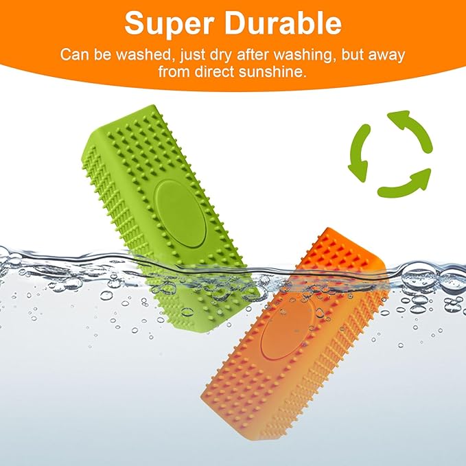 2pcs Pet Hair Remover, Dog Cat Block Roller Cleaner, Car Carpet Cleaner Brush for Small Animals, Pet Hair Removal Tool for Interior, Furniture, Sofa, Car Seat (Orange+Green)