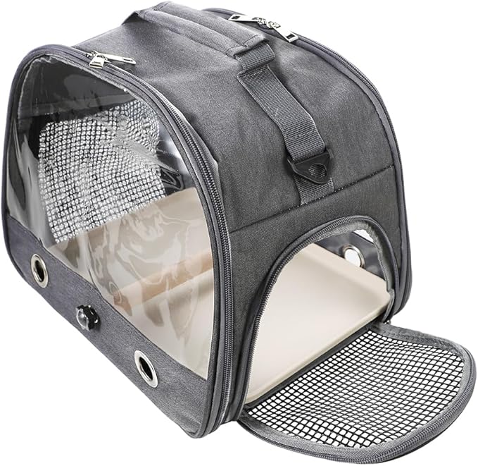 Bird Carrier Portable Parrot Parakeet Carrier Breathable Bird Travel Cage with Stand and Strap Outdoor Transparent Small Pet Carriers
