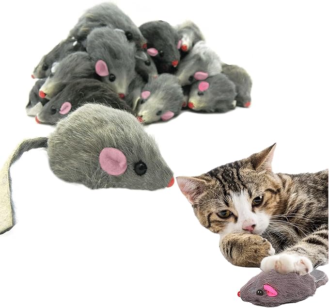 6 Pcs Gray Rattle Mouse Cat Toy, Mice Animal Toy Pet Supplies Furry Play Combo - Cat Toy Mix