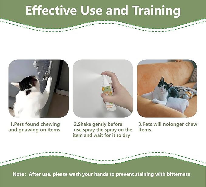 2-Pack Natural Cat Deterrent Spray (3.38fl oz Each) - Safe Indoor/Outdoor Furniture Protection | Stops Scratching & Urine Marking | Plant-Based Training Aid for Cats & Kittens | Non-Toxic Formula