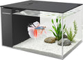 Small Fish Tank Betta 2.5 Gallon Desktop Aquarium Kit with LED Light and Water Pump & Black Filter Sponge & Bio Ball Filter Media Compact Aquarium for Betta Fish, Shrimp(Black