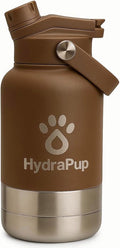 32oz Insulated Water Bottle with Dog Bowls – Human & Pet Shared Use, Stainless Steel Leakproof Travel Bottle (Cocoa Brown)