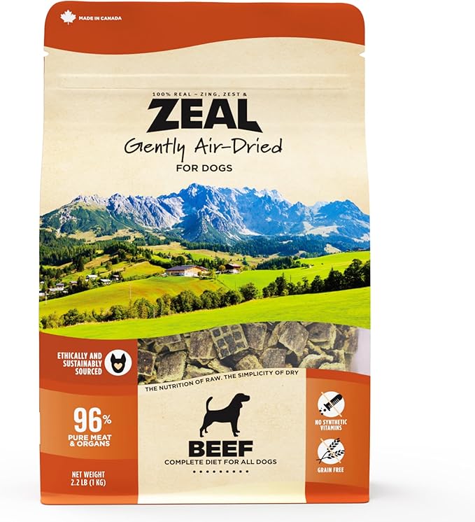ZEAL Canada Air-Dried Beef Recipe for Dogs - High Protein, Natural Superfoods, Nutrient Rich, No Fillers, Grain Free, Complete & Balanced (Beef, 2.2 lb)