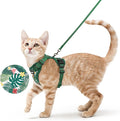 rabbitgoo Cat Harness and Leash for Walking, Escape Proof Soft Adjustable Vest Harnesses for Cats, Easy Control Breathable Reflective Strips Jacket,Rainforest Green,S