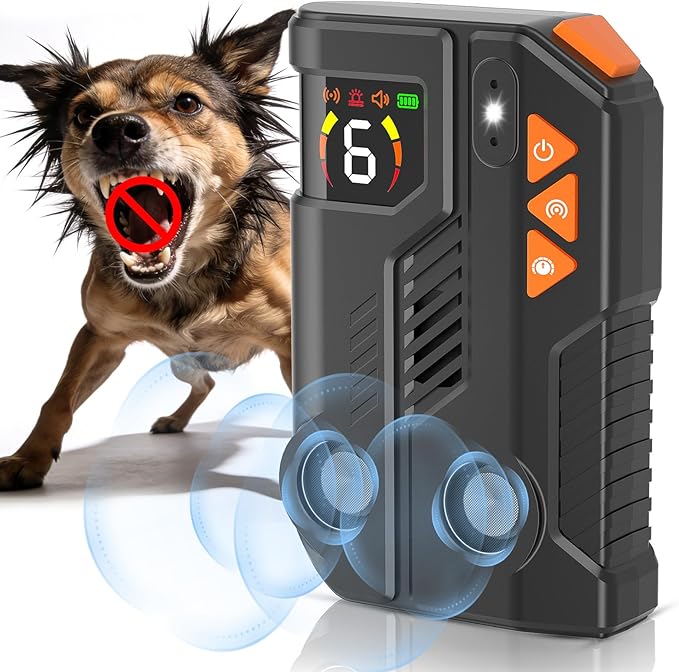 2026 Anti Barking Device for Dogs, Automatic Ultrasonic Dog Bark Deterrent with AI Detection, 2 Enhanced Emitters, 4 Adjustable Modes, IPX6 Rechargeable Stop Barking Device for Indoor Outdoor