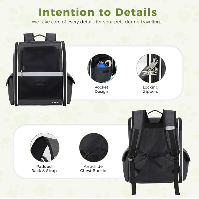 Lekereise Cat Backpack Carriers, Dog Carrier Backpacks with Breathable Mesh for Small Medium Cats Dogs Puppy Up to 17 Lbs, Pet Foldable Carrying Backpack Ventilated for Travel Hiking Collapsible