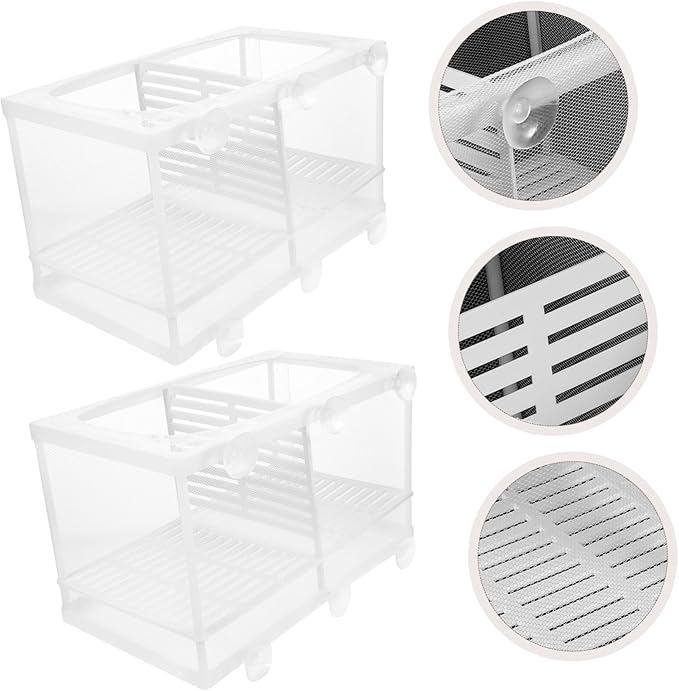 2pcs Fish Tank Breeding Isolation Box Suction Cups Efficient Divider for Shrimp and Fish Hatchery Easy to Install Aquarium Incubator Random Design