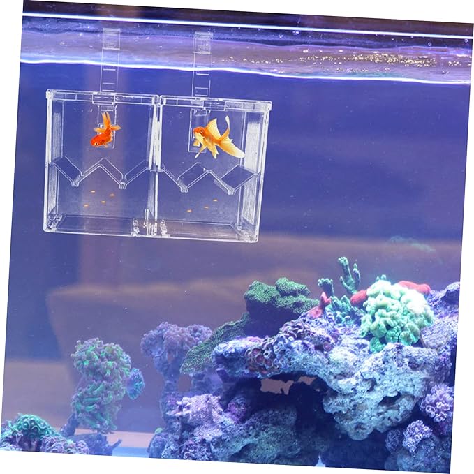 Happyyami 1pc Aquarium Dual Isolation Box Fish Breeding Box for Fish Hatching Incubator for Guppies and Shrimp Easy to Install Plastic Structure