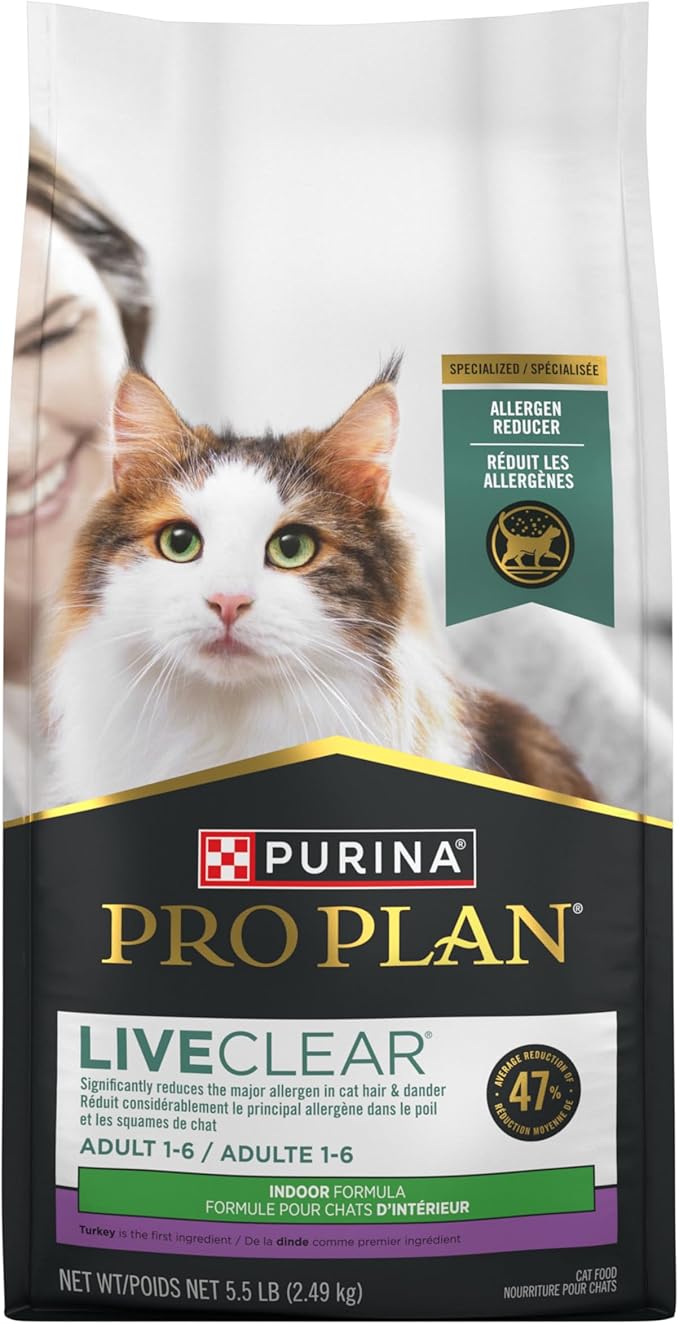 Purina Pro Plan Indoor Cat Food LiveClear Cat Allergen Reducing Turkey and Rice Formula - 5.5 lb. Bag